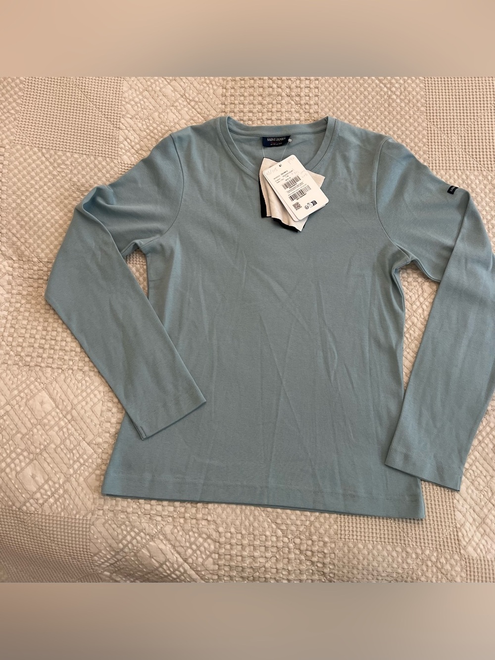 Saint James Light Blue grey Long Sleeve Cotton T-shirt top size 40/US 10